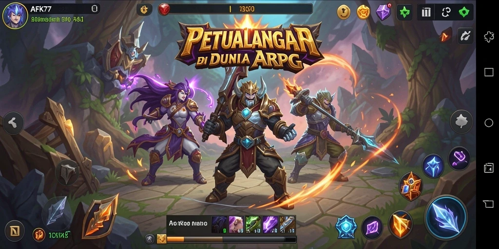 Tampilan gameplay seru AFK77 di dunia ARPG yang menakjubkan.