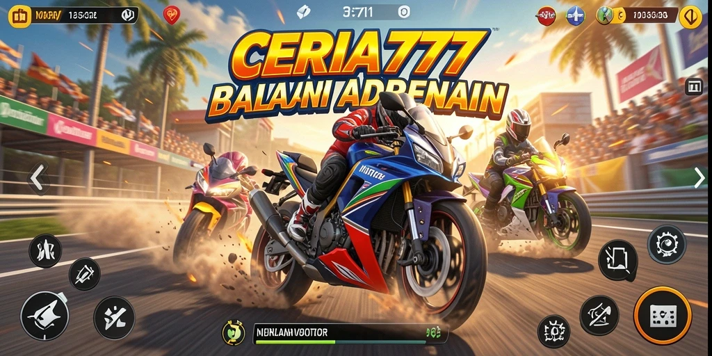 Tampilan gameplay CERIA777 yang mendebarkan saat balapan motor.