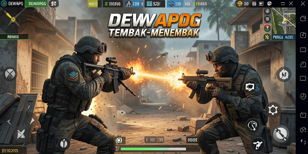 Gameplay DEWAPG dengan aksi tembak-menembak yang seru.