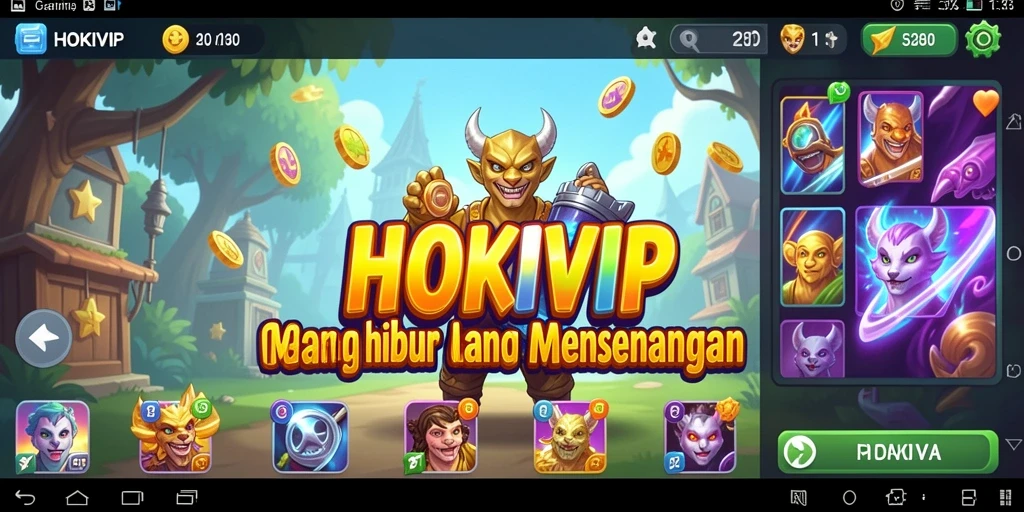 Tampilan gameplay HOKIVIP dengan aktivitas mengasyikkan dan karakter yang lucu.