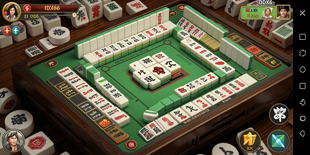 Screenshot gameplay IDX66 yang menampilkan serunya bermain Mahjong.