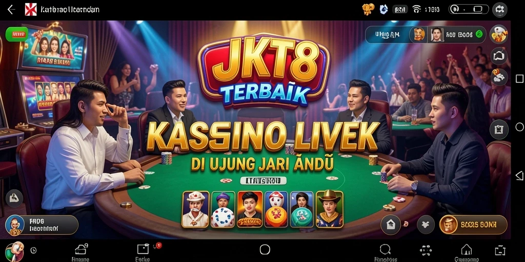 Tampilan gameplay JKT8 dengan dealer langsung di kasino virtual.