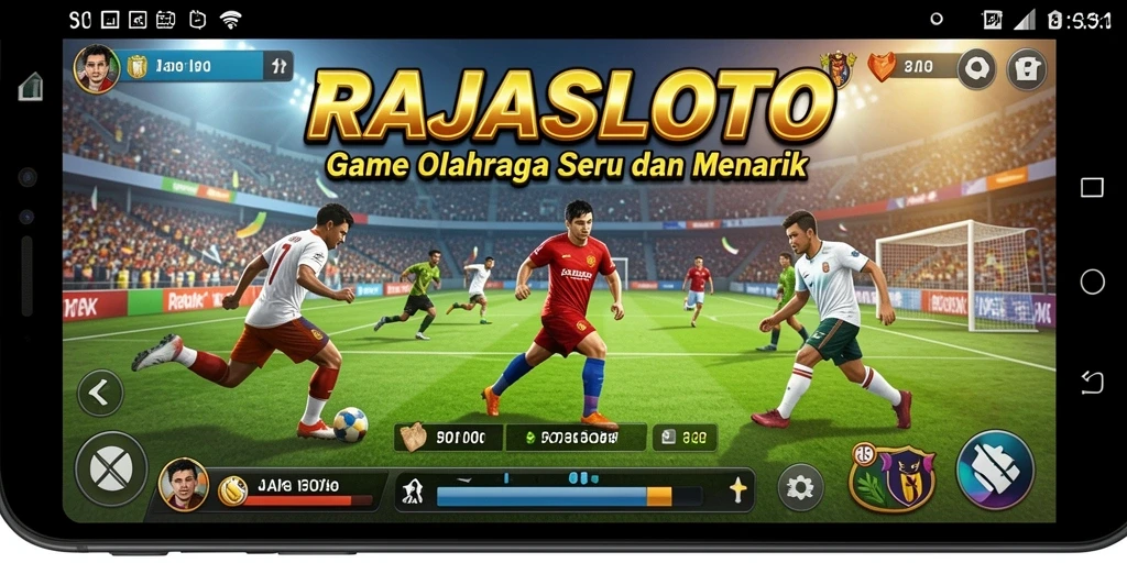 Tampilan gameplay seru dari RAJASLOTO dengan karakter yang beraksi di lapangan.