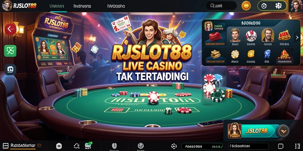 Screenshot RJSLOT88 menampilkan mendebarkan gameplay Live Casino dengan dealer langsung.