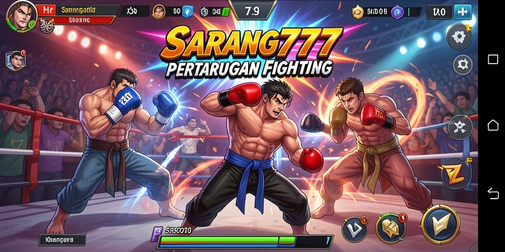 Tampilan gameplay seru dari SARANG777 dalam pertarungan penuh aksi.