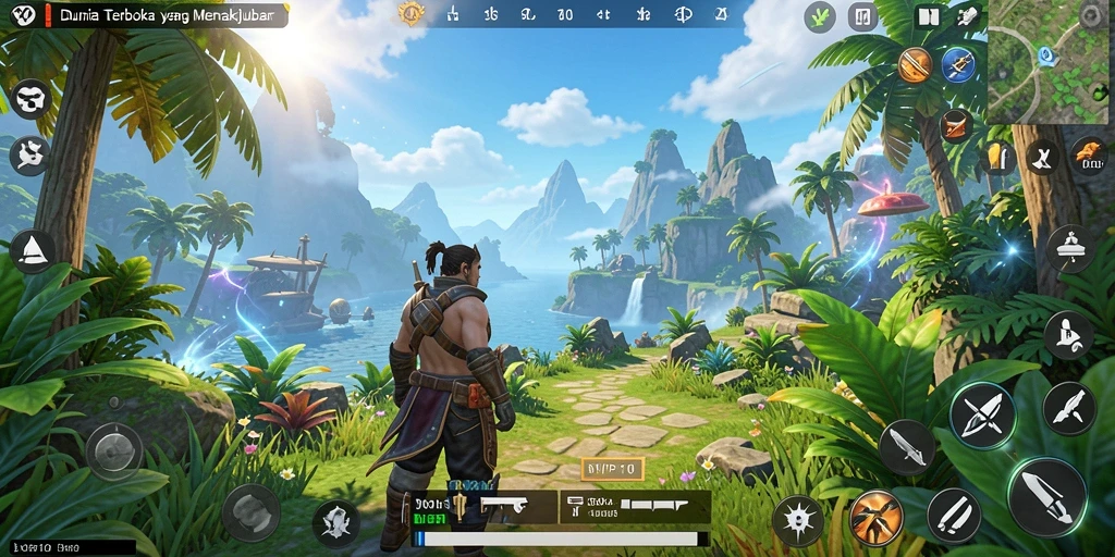 Screenshot gameplay SVIP10 menampilkan eksplorasi dunia terbuka yang luas.